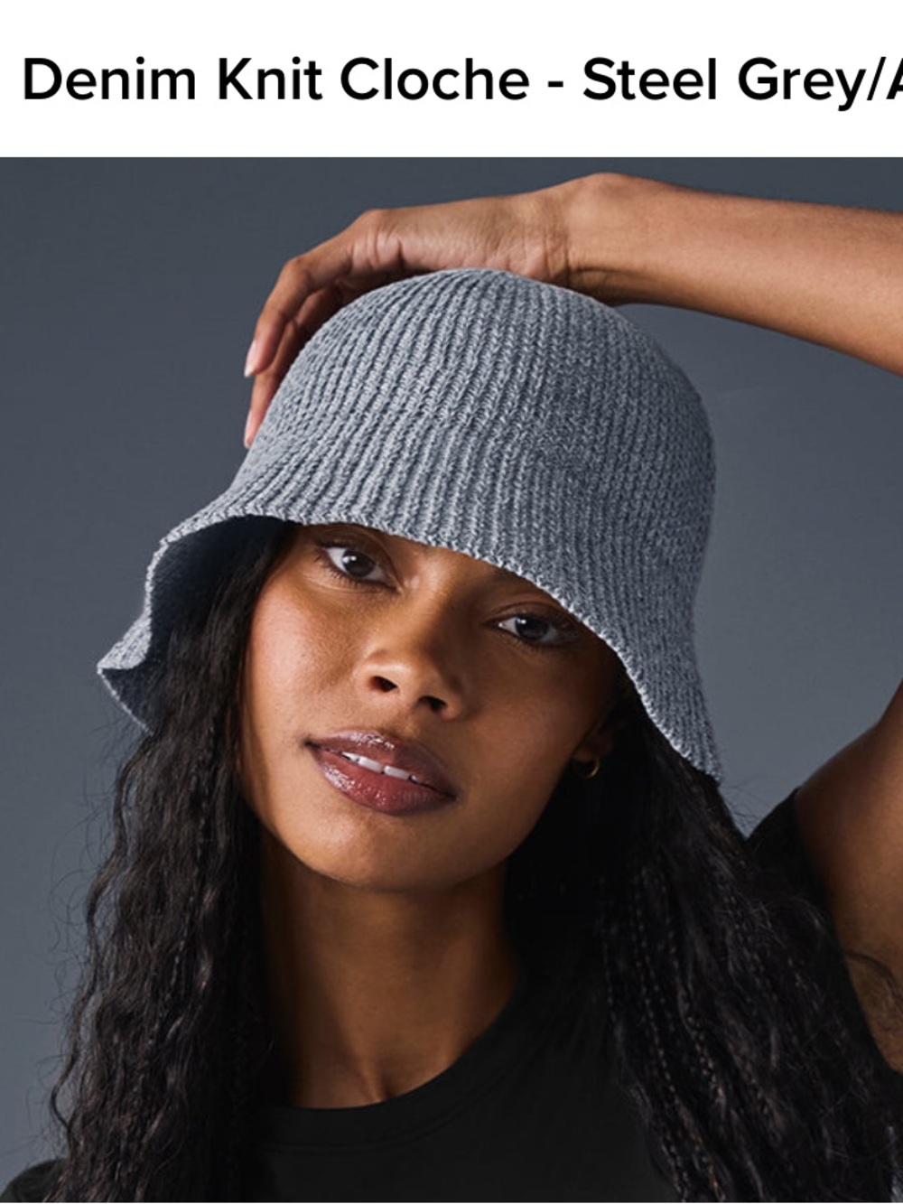 NEW Alo Yoga gray ribbed knit beanie Denim Knit Cloche - Steel Grey/Anthracite
